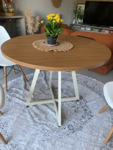 Mesa Jantar Redonda 100cm Mdf Metal