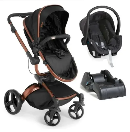 Kit Carrinho de Bebê 360 + Bebê Conforto + Base - Golden