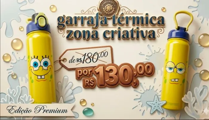 Garrafa e bolsa do bob esponja nova ,garrafa 130,bolsa 150