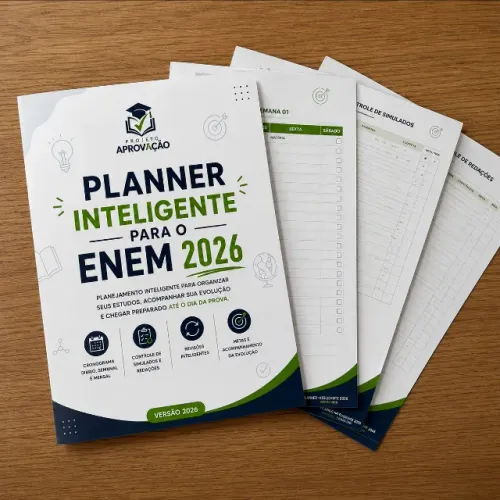 Planner Inteligente ENEM 2026 - Cronograma + Checklists + Revisões