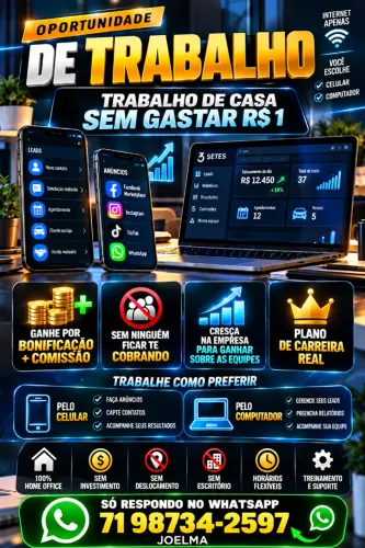 Vaga de trabalho Home Office