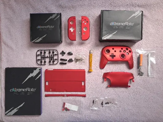 Carcaça Extremerate Vermelho Escaralte para o Nintendo Switch Oled, Pro Controller, JoyCon