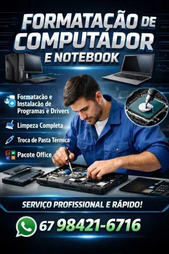 FORMATAÇÃO NOTEBOOK E PCS, LIMPEZA E TROCA DE PASTA TÉRMICA 