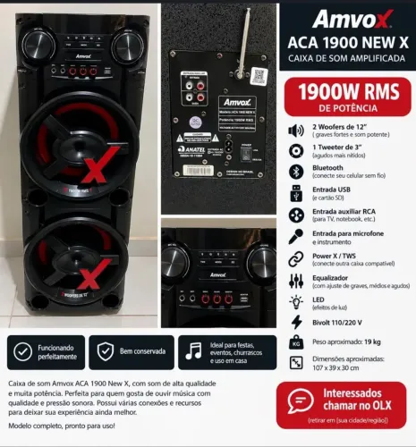 Caixa de som Amvox New X