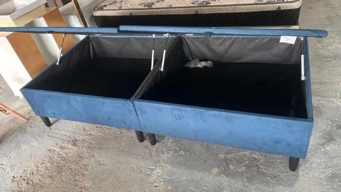 Cama Baú Nova solteiro azul bipartido
