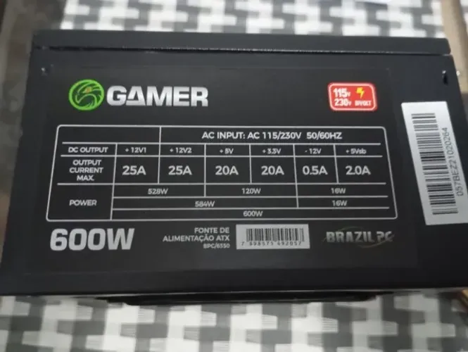 fonte ATX marca GAMER 600W
