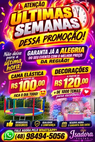 Cama elástica apartir de 100 reais o dia