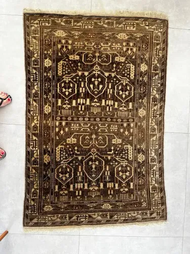 antigo tapete persa hamadan legítimo - feito à mão (1,40x0,98m)