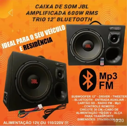CAIXA TRIO JBL COM BLUETOOTH