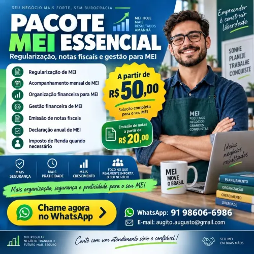 PACOTE MEI ESSENCIAL | Regularização, Financeiro e Nota Fiscal - A partir de R$ 50