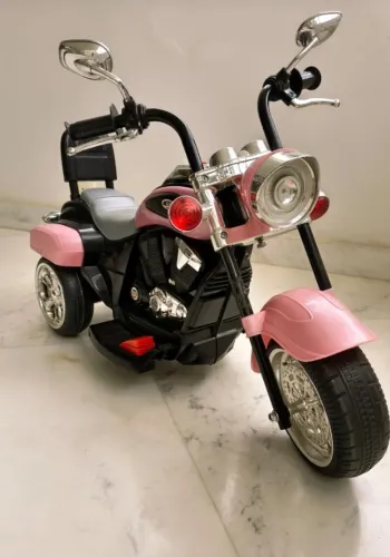 Mini Moto Elétrica Infantil Rosa Estilo Chopper - Importway