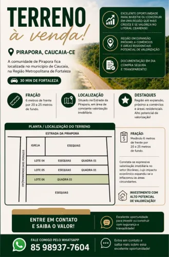 Terreno a venda- Pirapora Caucaia 