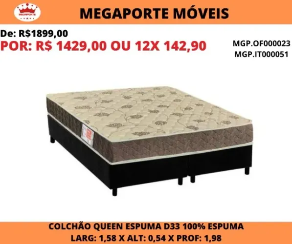 CAMA BOX CASAL QUEEN ESPUMA D33