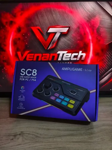 Interface de Áudio FIFINE SC8 RGB + Cabo XLR L9 para Microfone NOVO!