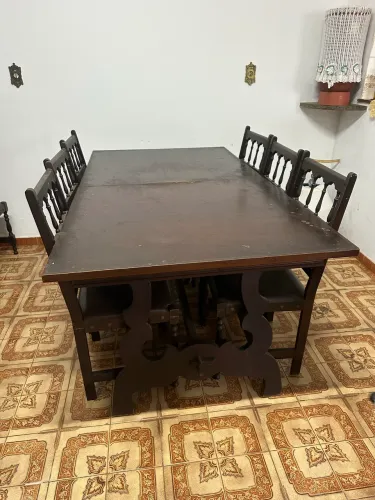 Mesa de madeira maciça 8 cadeira