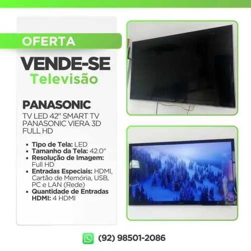 TV Panasonic Viera 42" LED Smart Full HD - Excelente Estado<br>