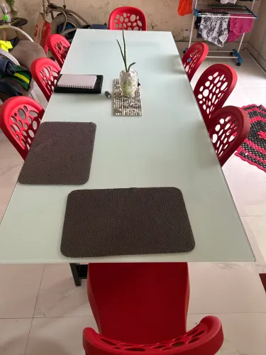 Conjunto mesa de vidro 8 lugares