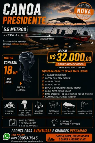 Canoa 5.5mts + Motor + Carretinha