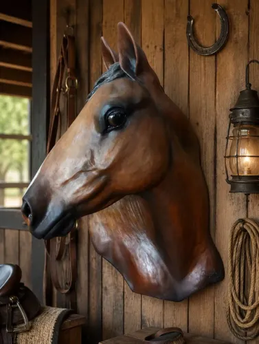 Escultura de Cavalo realista fibra de vidro 