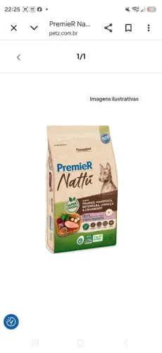 Ração Premier Nattu para Cães Sênior de Porte Pequeno Sabor Mandioca beterraba e cramberry