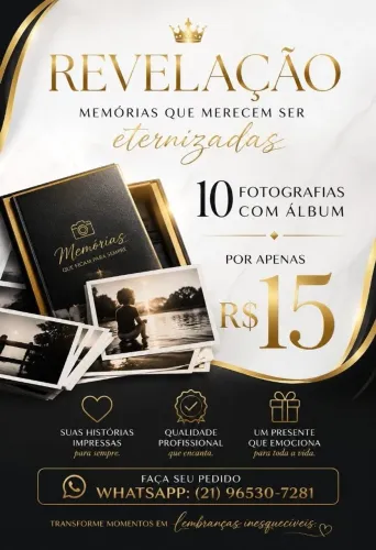 Revelação de fotos + álbuns de brinde