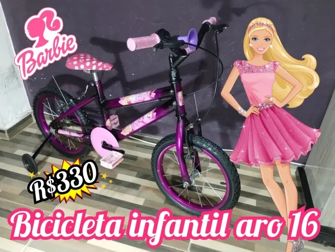 Bicicleta infantil aro 16 da Barbie