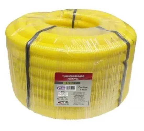 tubo corrugado flexível 1" dn 32 rolo com 25m amarelo - force line