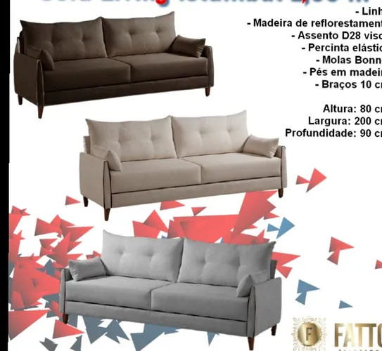 Sala sofá retrô 200 cm 