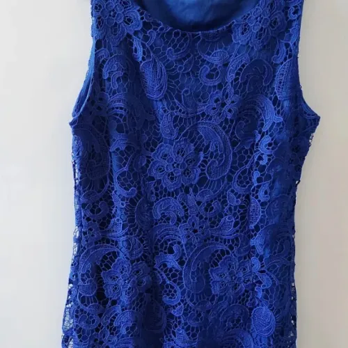 Vestido de Renda Guipir Azul Tam: 40 "Usado"