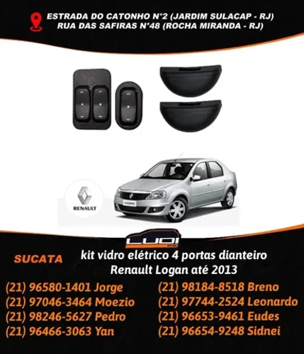 kit vidro elétrico 4 portas dianteiro Renault Logan até 2013