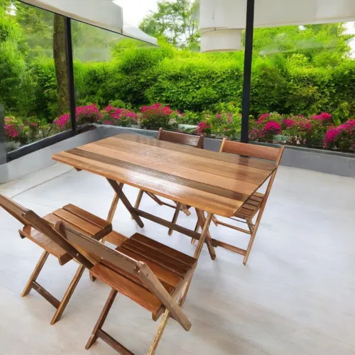 Jogo de mesa ipê 120x70 4 cadeiras 