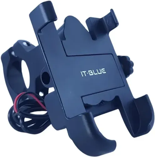 Suporte de Celular em Alumínio para Moto com Carregador USB