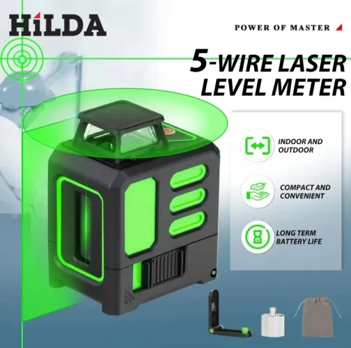 Super nível laser de 5 linhas com tripé e irmã de parede com laser verde 