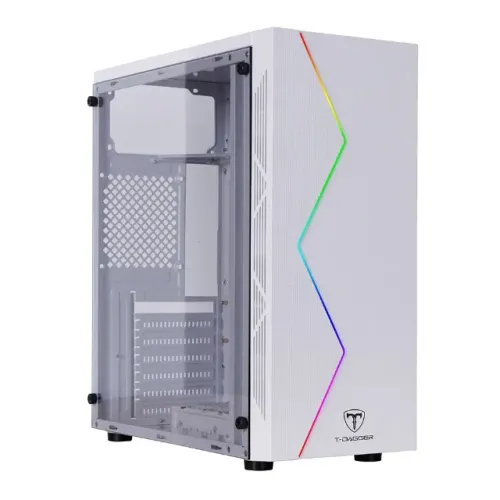 Gabinete Gamer T-Dagger TGC-P03B White Com Led Rgb Frontal *Sem Fan Led*  - WZetta