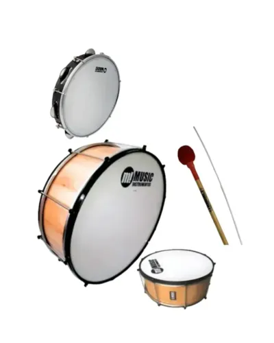 KIT FORRO ZABUMBA MADEIRA ARO BALA PRETO 20X18 VERNIZ 372AB + BAQUETA E PANDEIRO BRINDE