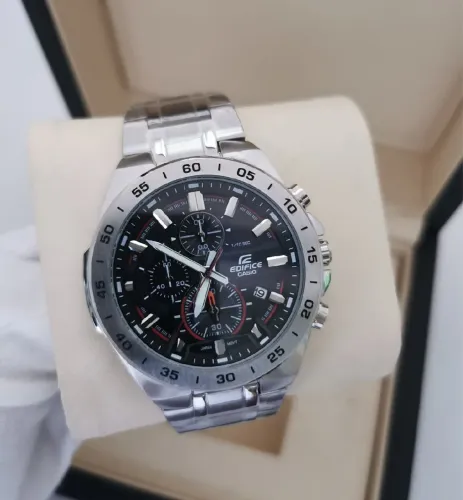 Relógio Casio Edifice Cronógrafo Masculino | Preto e Azul + Caixa