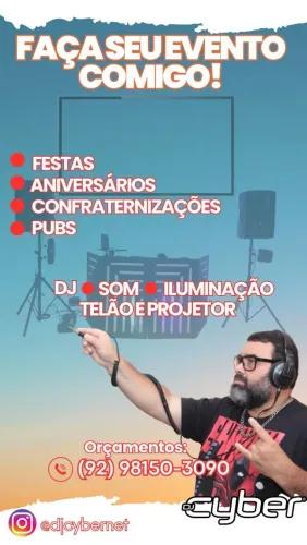 DJ som e iluminação e projetor 
