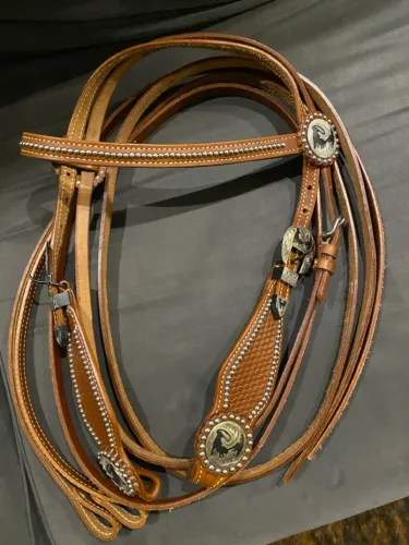 Cabeçada e redeas importada Team Roping