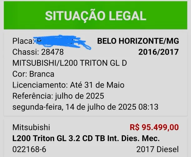 Mitsubishi L200 Triton GL 3.2 CD TB Int. Dies. Mec. 2017