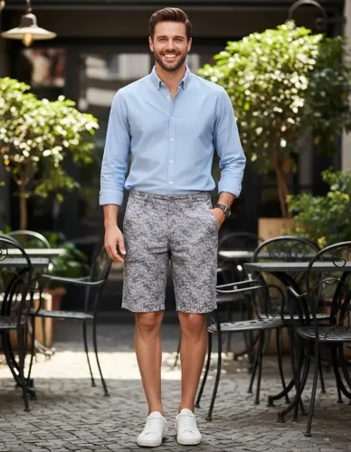 Bermuda masculina estampada clock house