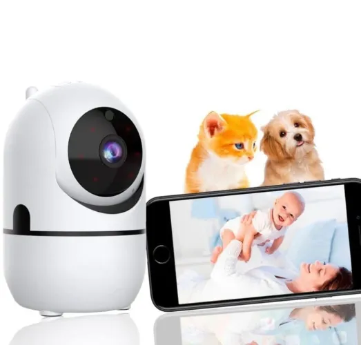 Camera Ip Wifi Giratória 1080p Estilo Babá Eletrônica Com Visão Noturna