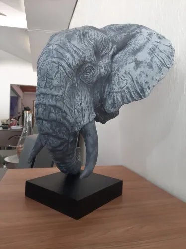 Escultura de Elefante em Resina Cinza - Decoração