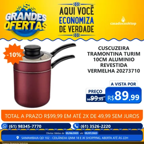 CUSCUZEIRA TRAMONTINA TURIM 10CM ALUMINIO REVESTIDA VERMELHA 20273710 