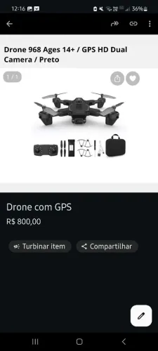 Drone 968 Ages 14+ / GPS HD Dual<br><br>Camera / Preto