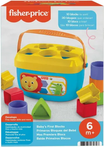 Balde com blocos de encaixe baby fisher price novo