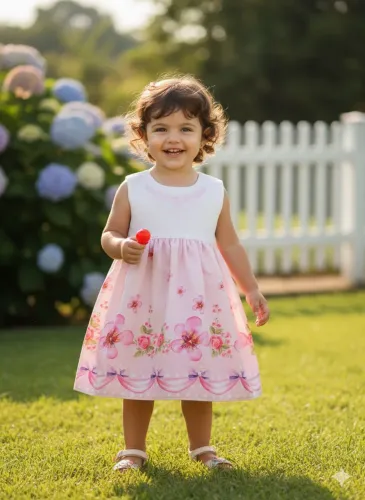 Vestido Infantil 2 Anos - Rosa com Flores