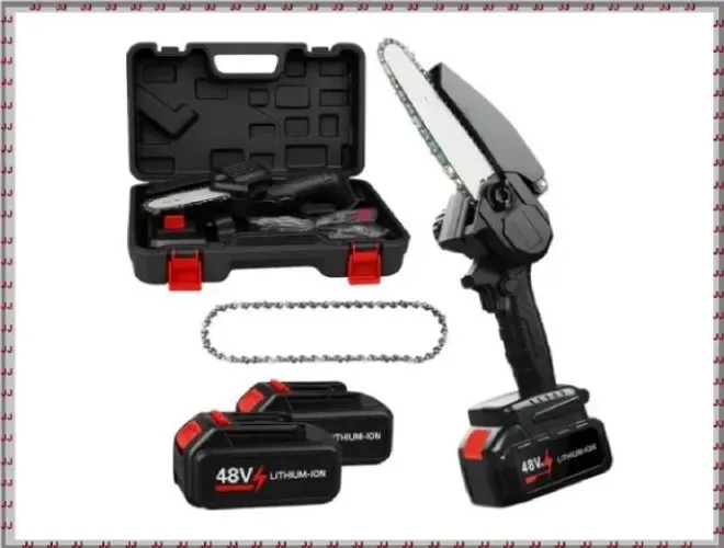 Mini Motosserra Elétrica 48v 2 Baterias e Maleta Profissional - Saibro de 6 pol