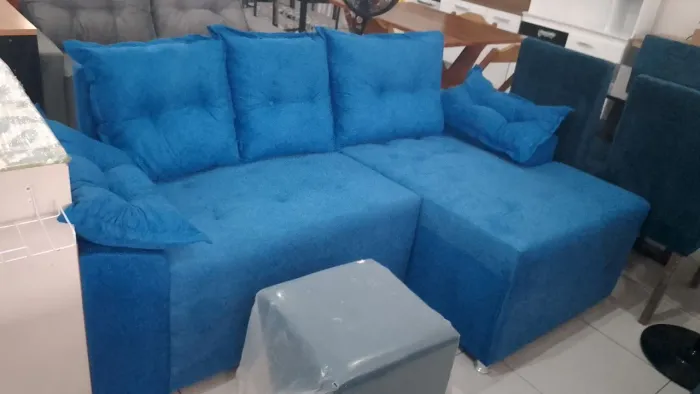 Sofá de chaise Azul - Novo entrega grátis