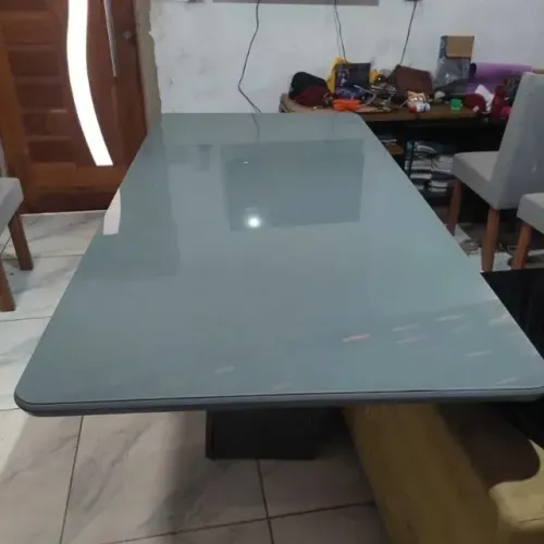 Mesa de jantar Tuboarte Tampo de Vidro e MDF 180x90