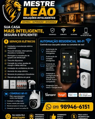Automação residencial, interruptores tomadas e cameras wi-fi